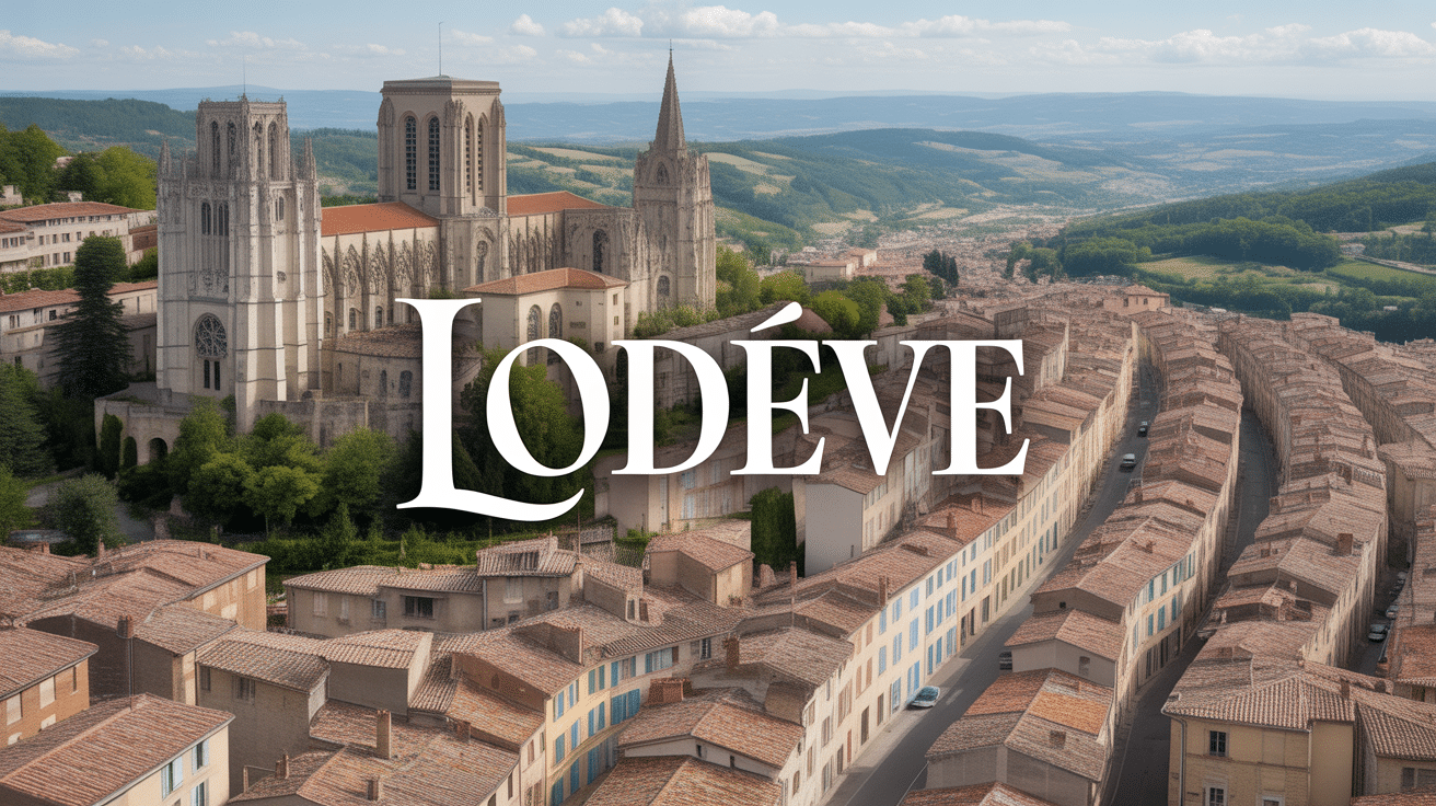 Panorama de Lodeve cathédrale et collines