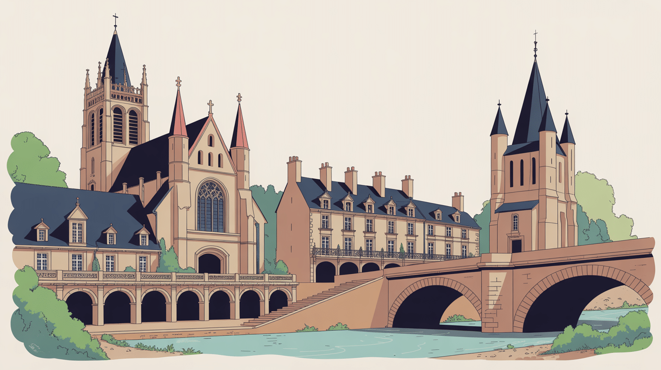 Église et halle Caussade centre historique