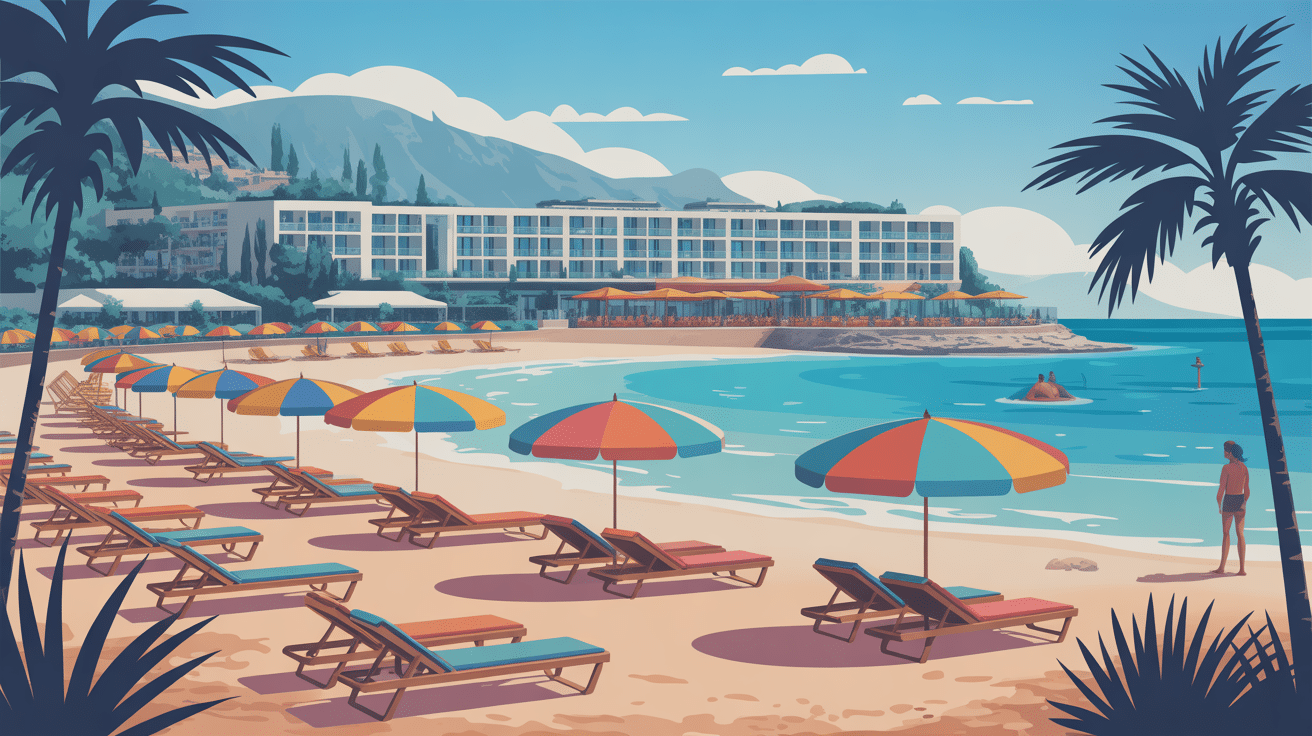 Hôtel plage sable palmiers Porticcio