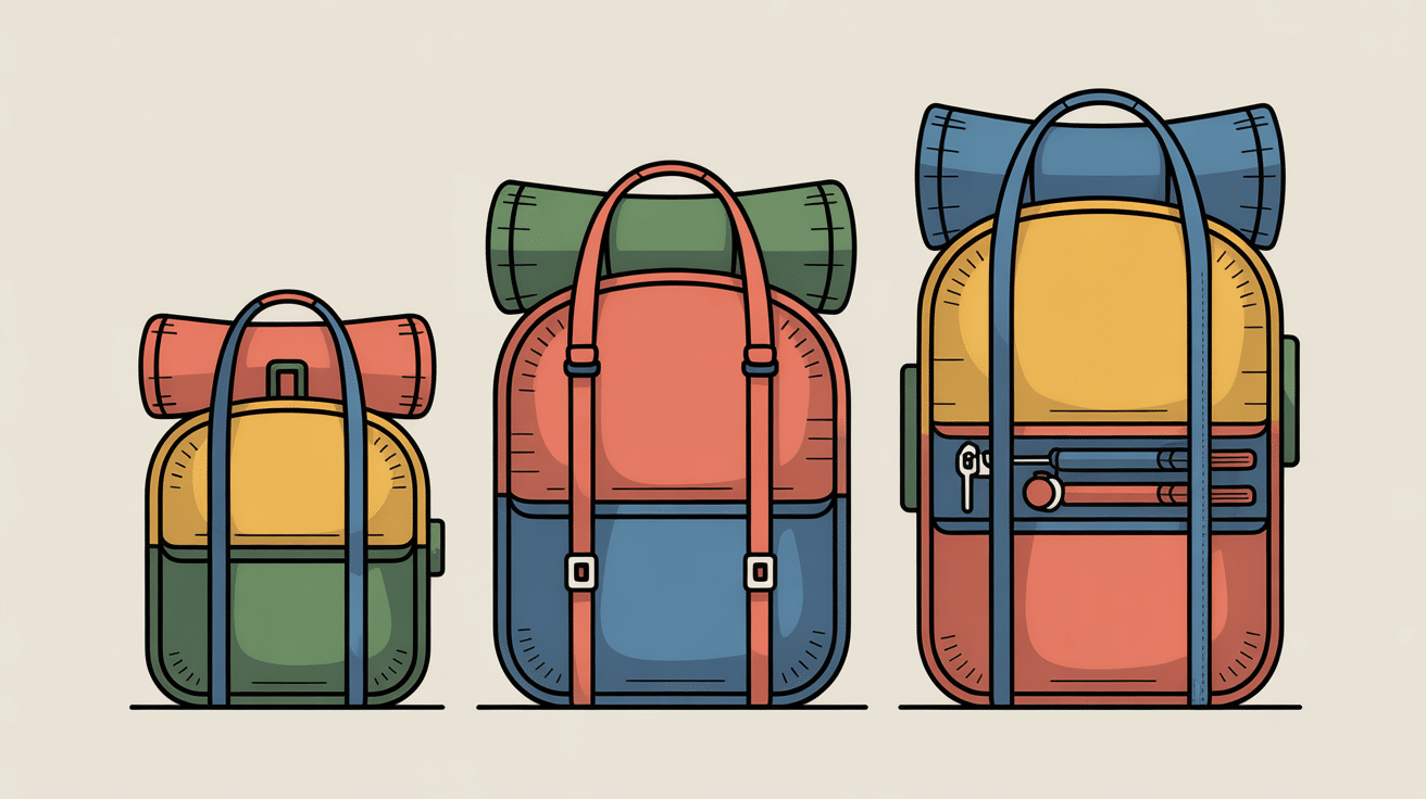 Trois sacs a dos isotherme small medium large schéma coupe