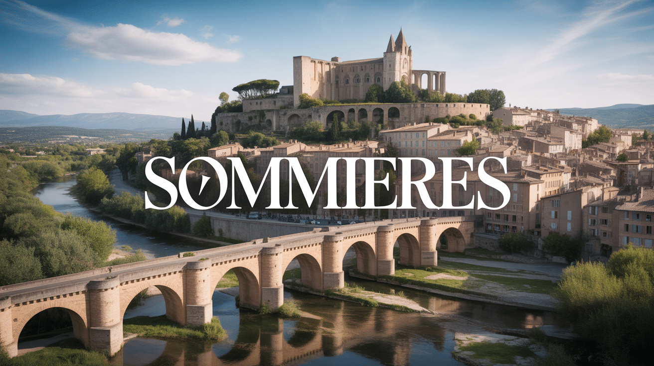 Vue panoramique de sommières cité médiévale