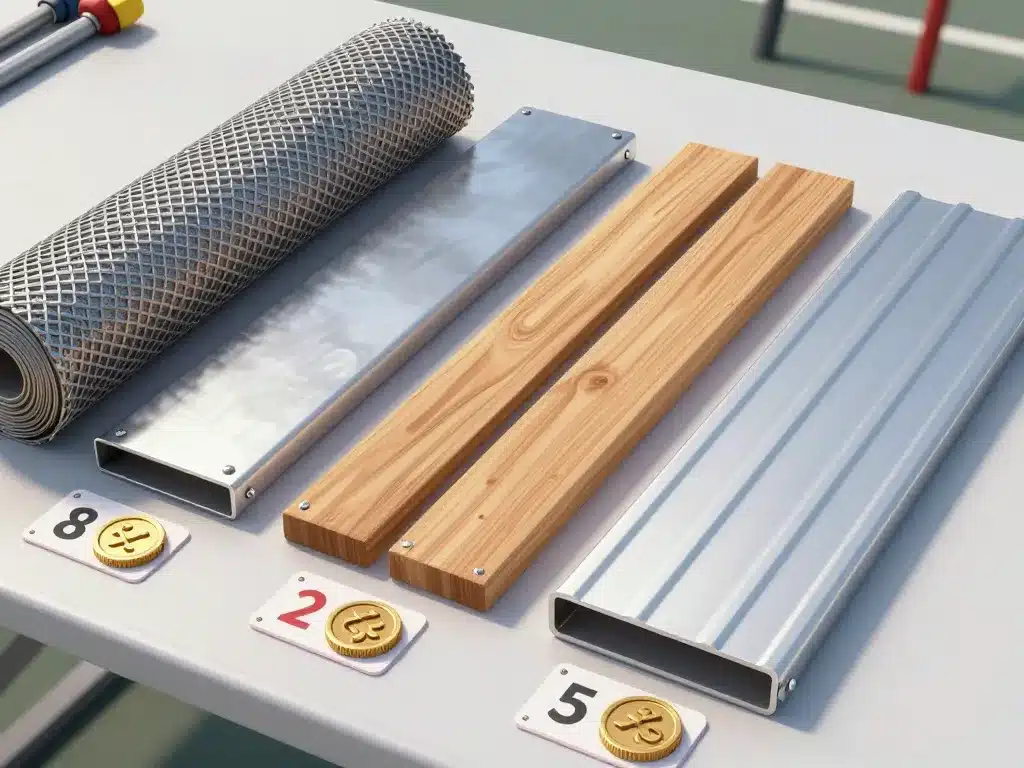 échantillons de matériaux cloturation et symboles de prix