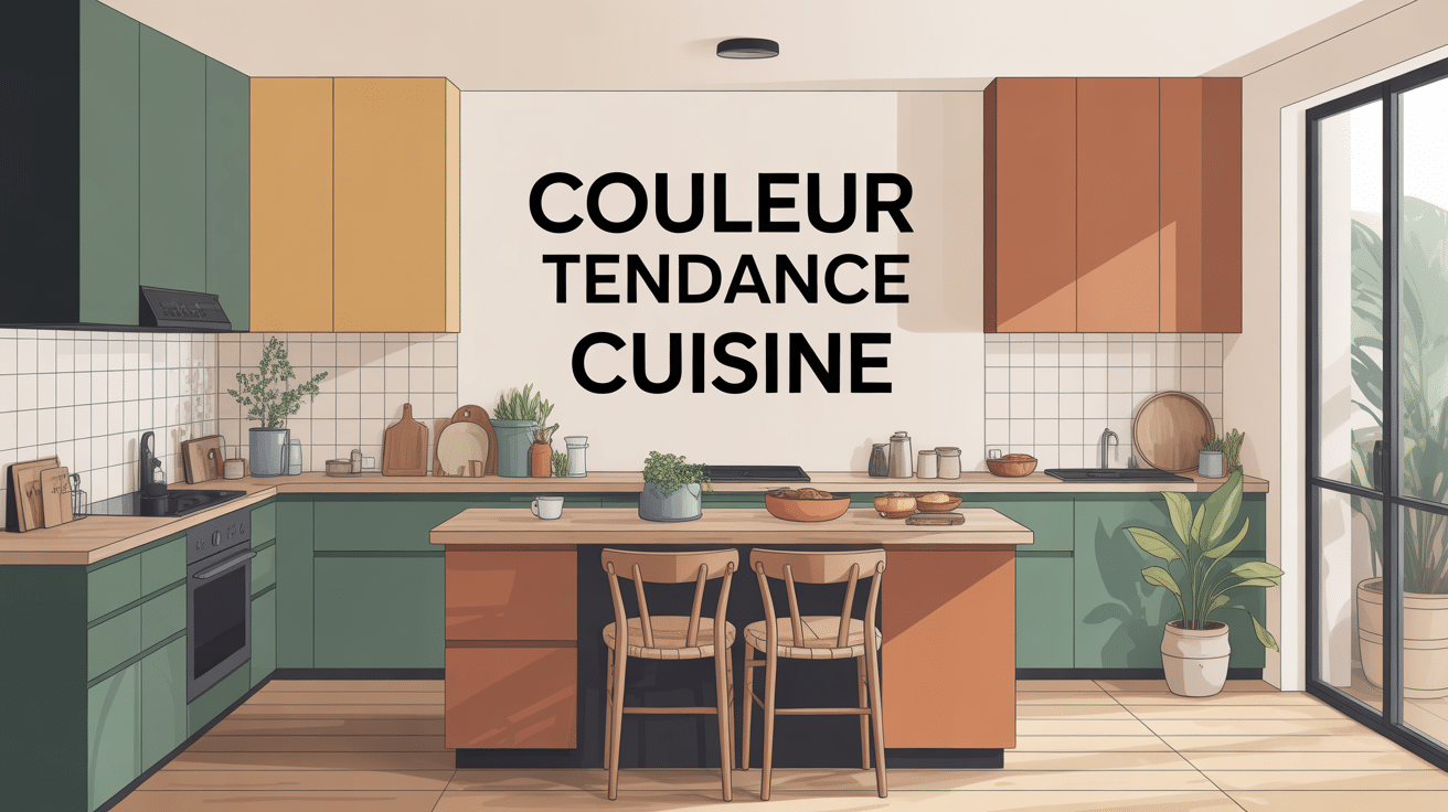 illustration cuisine contemporaine couleur tendance pour cuisine