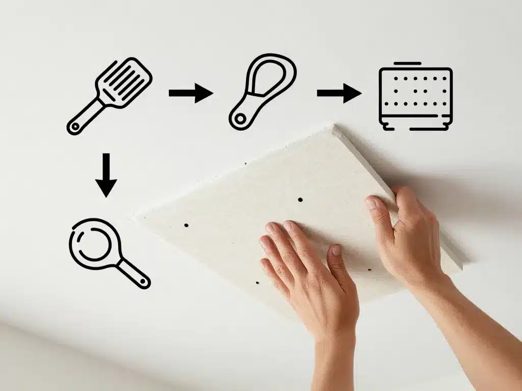 installation des dalles en polystyrène pour plafond avec préparation et collage