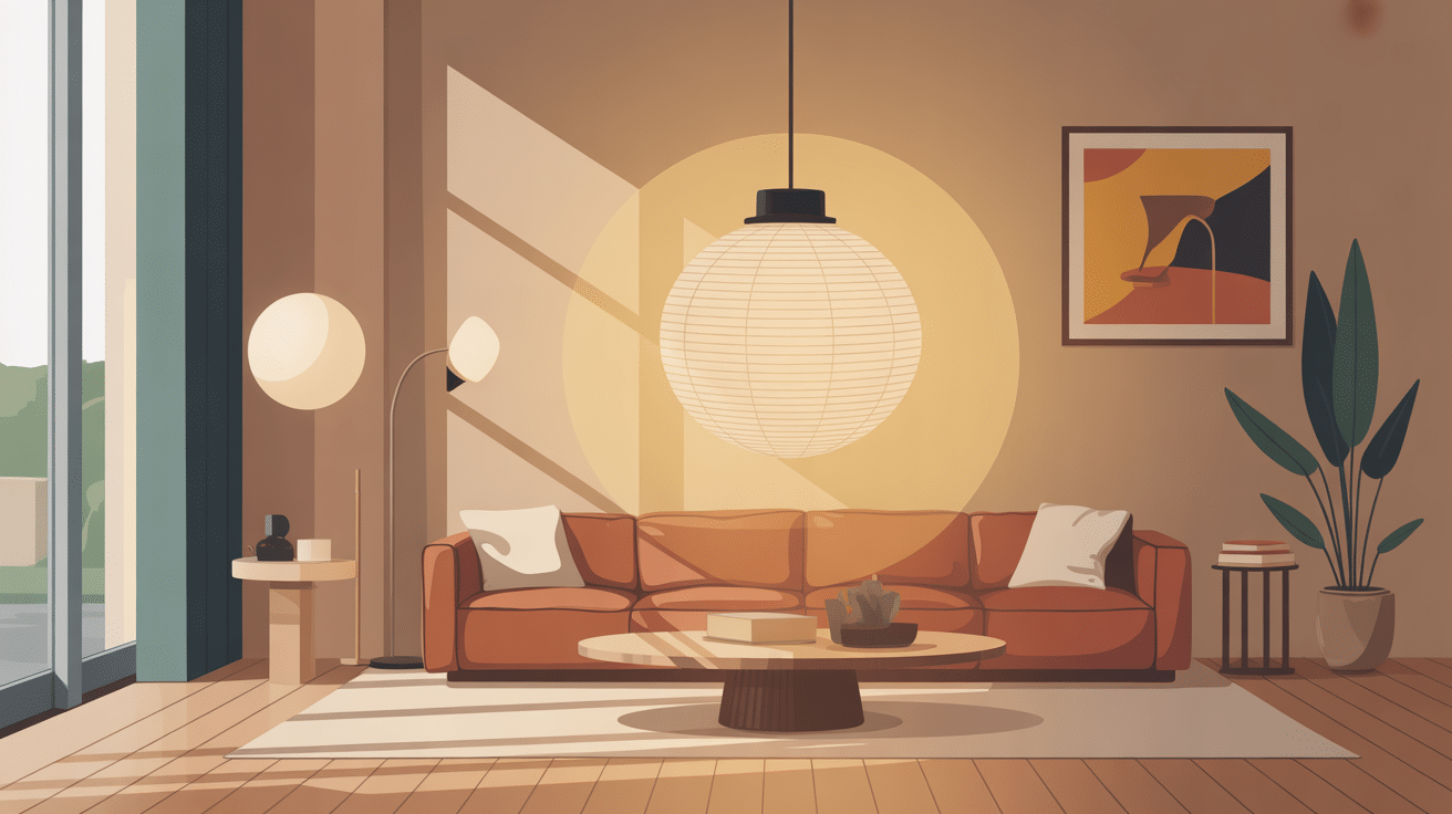 lampe halogène sur pied mise en valeur dans salon contemporain