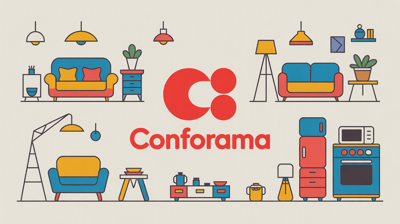 affiche illustrée du logo conforama dans le retail