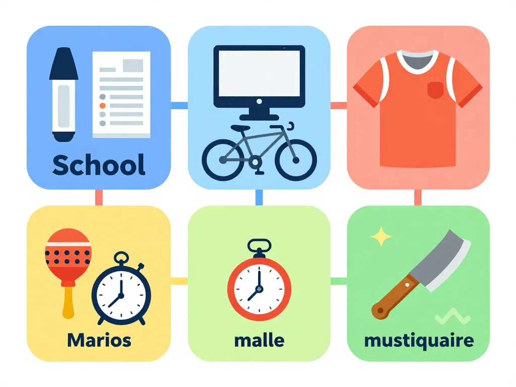 diagramme objets en m par thème école sport musique nature