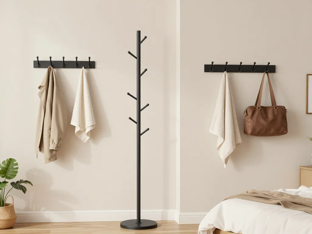 Patère porte manteau murale sur pied et adhésive scène produit