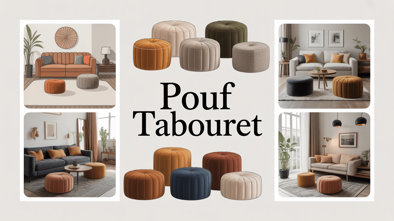 illustration pouf tabouret styles modernes