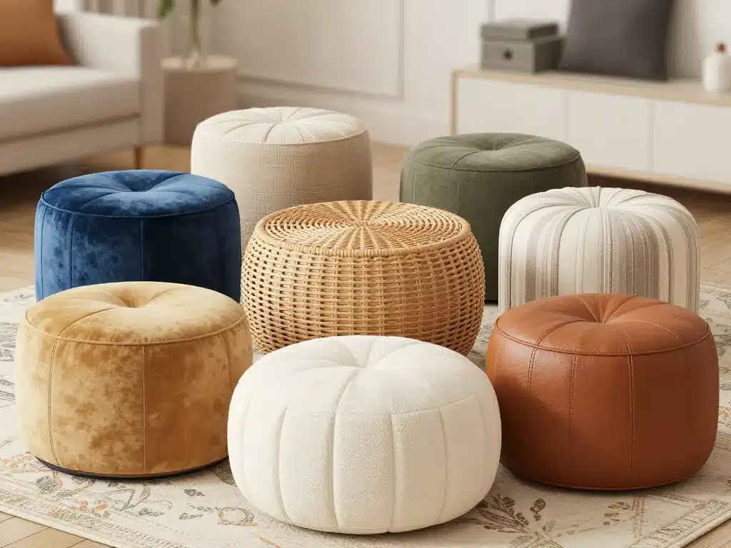 pouf tabouret design matériaux tendance