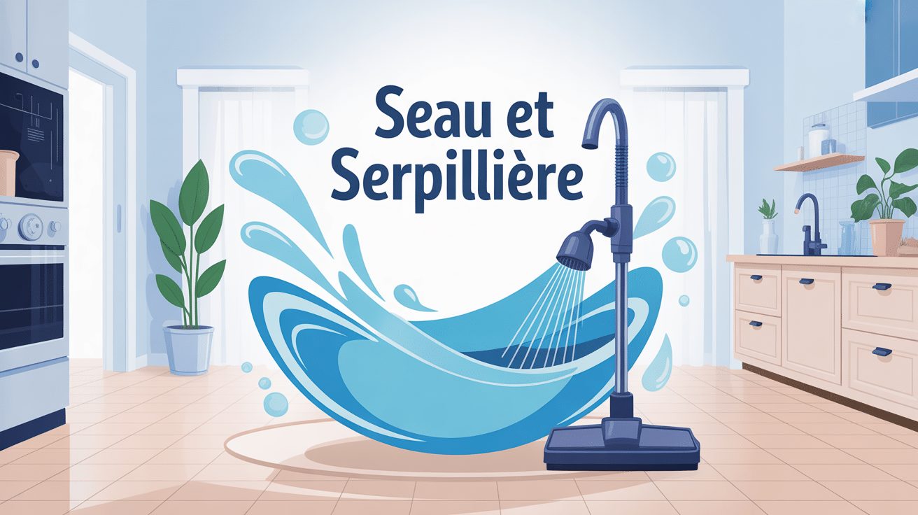 seau et serpillière illustration vectorielle centrale