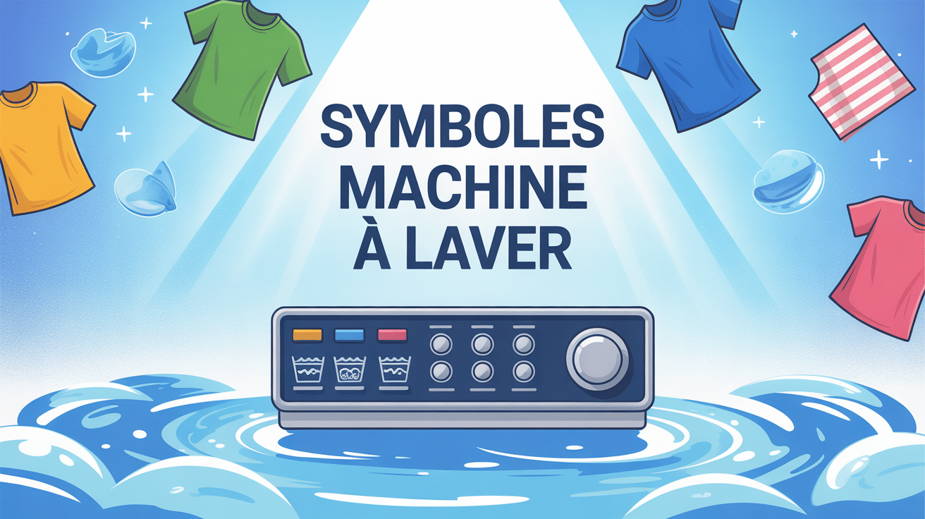Illustration panneau contrôle symbole machine à laver signification