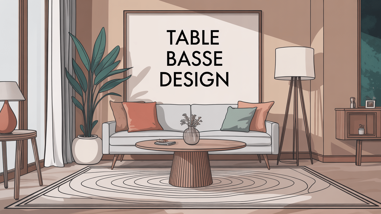 table basse design au centre d'un salon contemporain lumineux