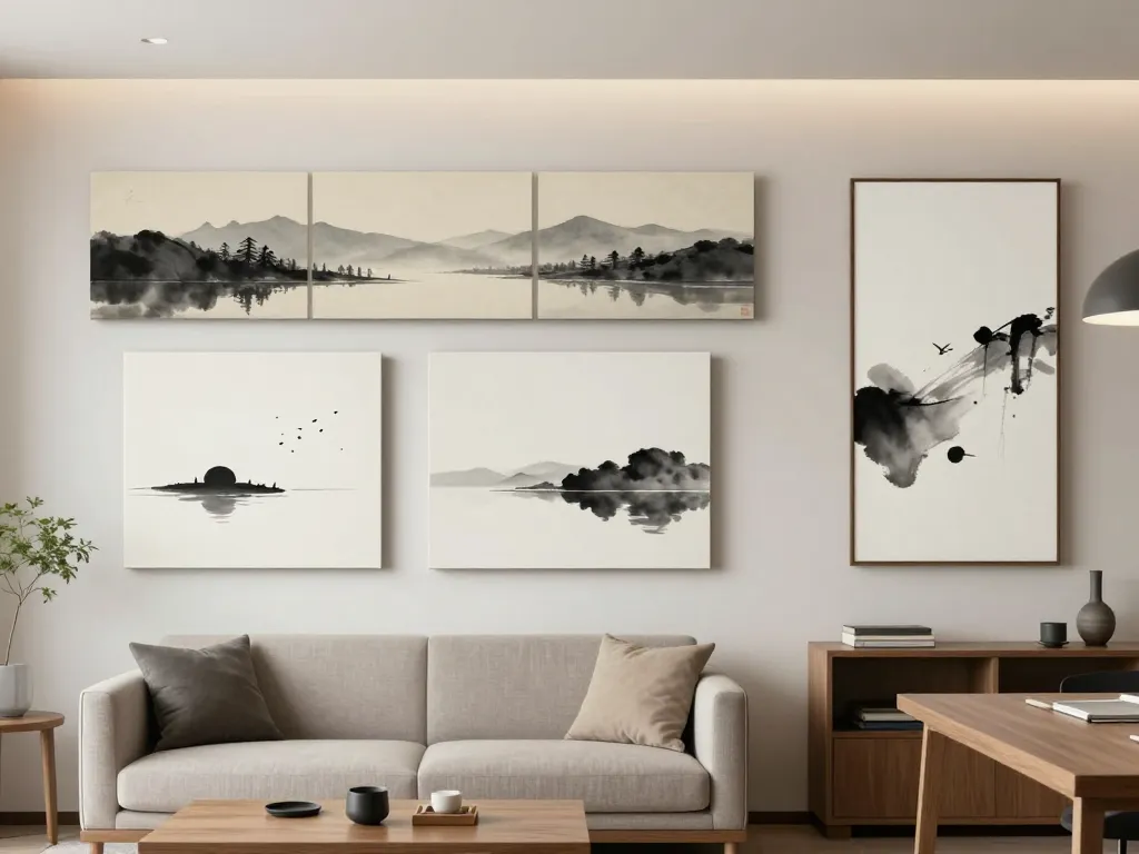 mise en scène tableau japonais format triptyque et zen