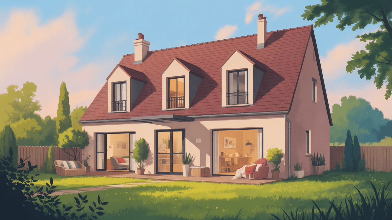 vue extérieure toiture chien assis maison moderne