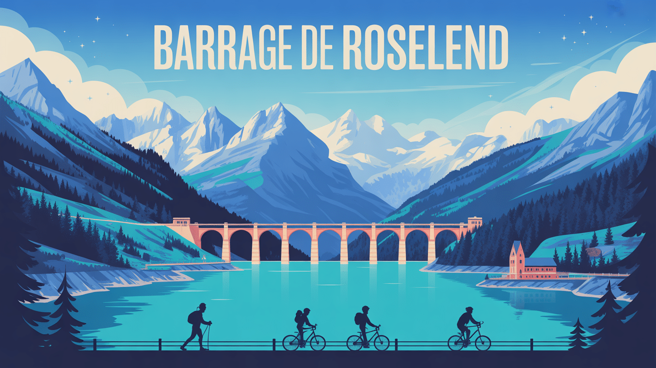 Paysage du barrage de Roselend et lac turquoise