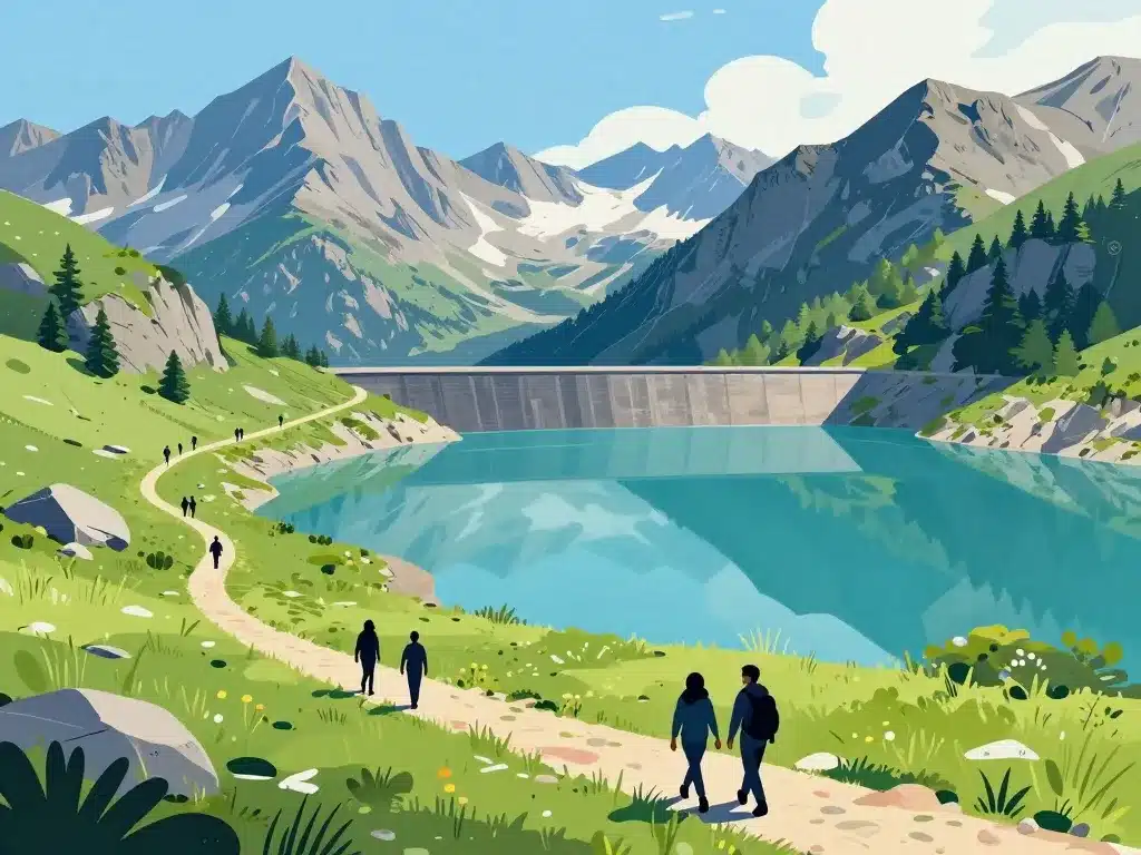 barrage des gloriettes sentiers de randonnée lac