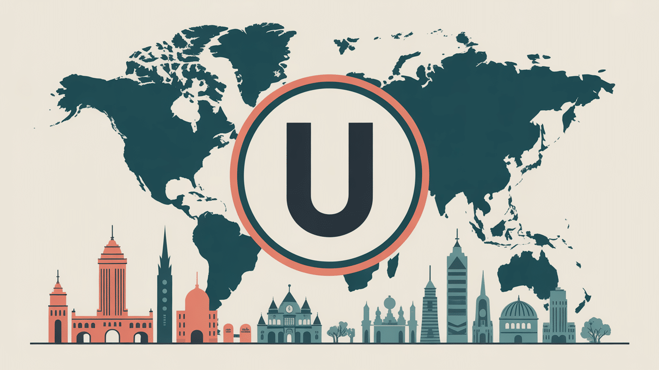 Illustration carte stylisée ville en u