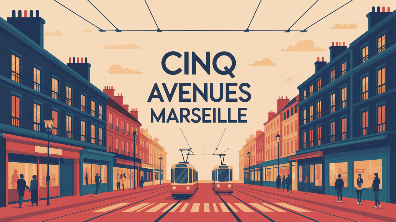 Illustration carrefour cinq avenues Marseille haussmannien tram vie quartier