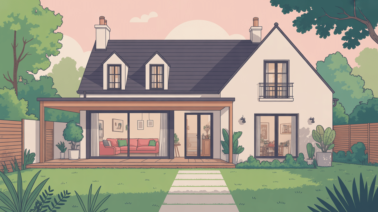 Illustration extension de maison moderne harmonieuse