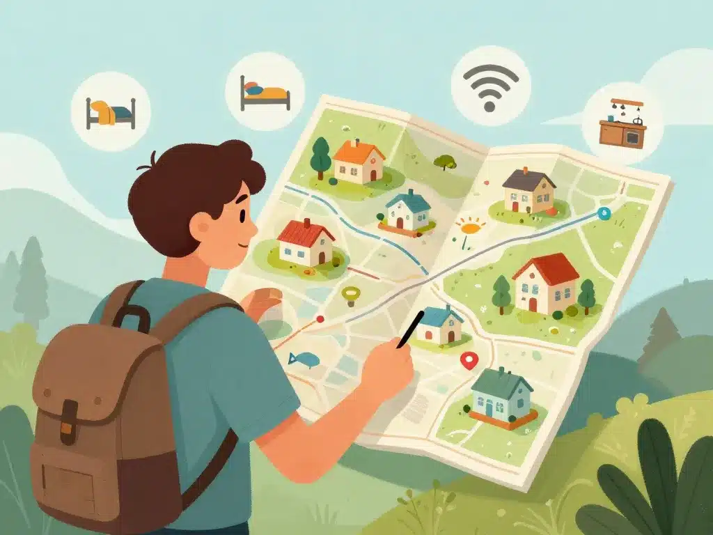 illustration voyageur choix guesthouse carte critères