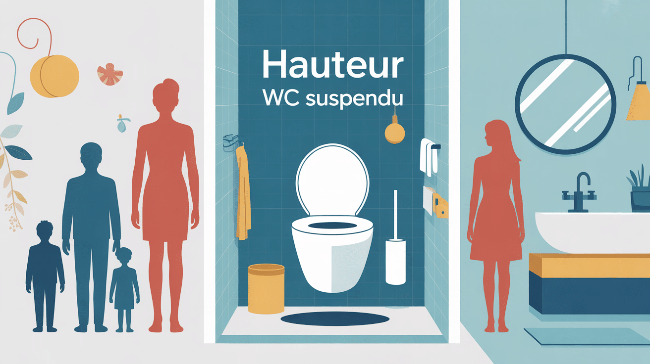 Hauteur WC suspendu dans salle de bain moderne