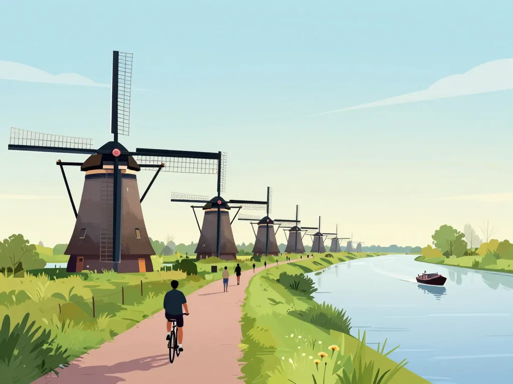 Visite kinderdijk parcours moulins canaux panorama