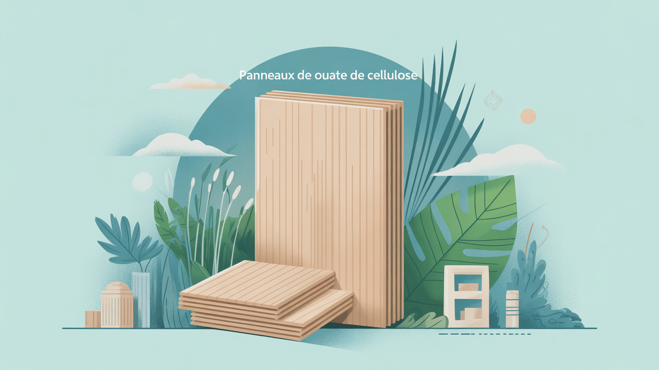 Illustration centrale panneau de ouate de cellulose ambiance écologique