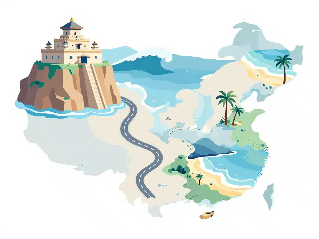 Carte plage et temple Pura Luhur Uluwatu sud Bali