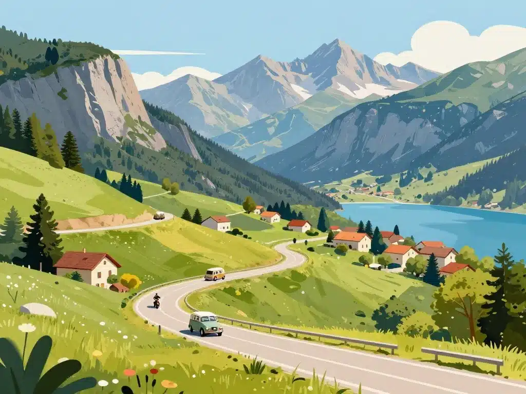 panorama route du napoleon avec villages et montagnes