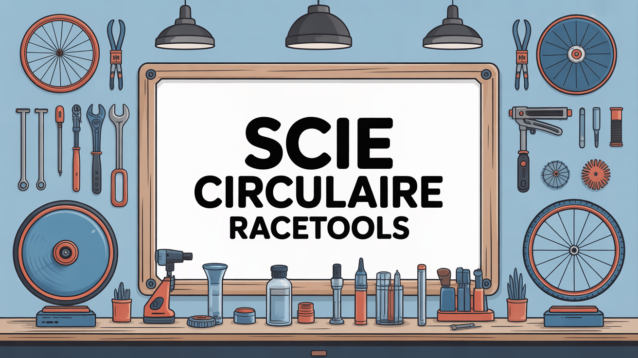 Scie circulaire Racetools illustration atelier panneau titre