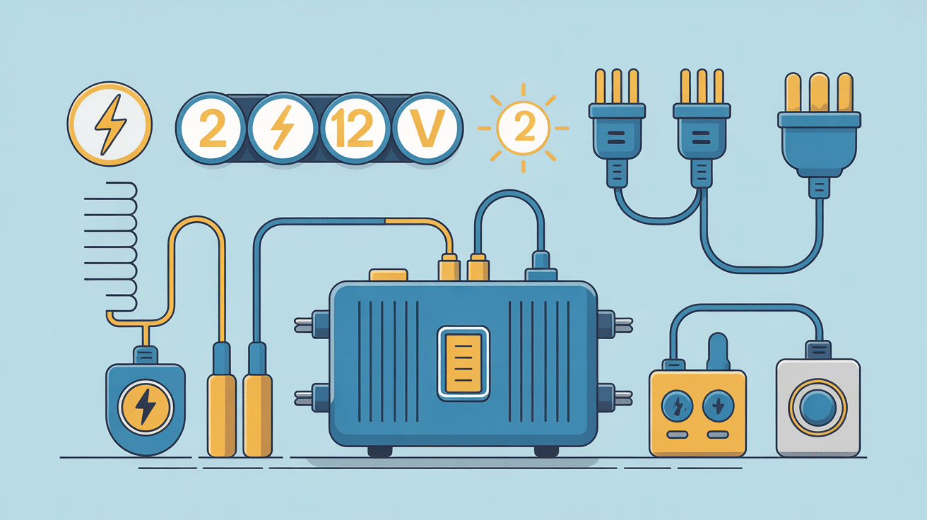 Illustration conversion sécurisée transformer du 220v en 12v
