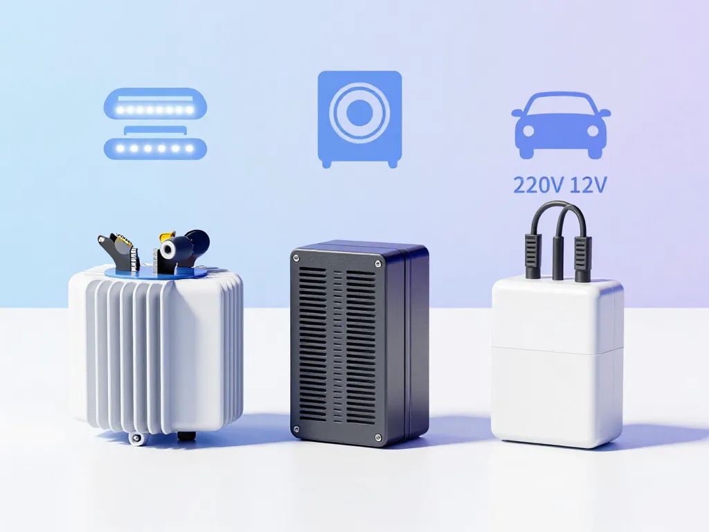 Illustration solutions transformer du 220v en 12v selon usage