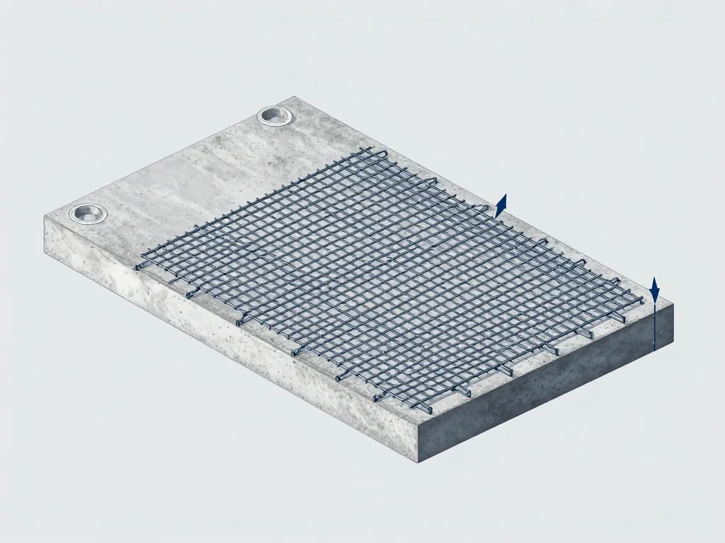 Schéma treillis soudé ST25 dans dalle béton, application principale