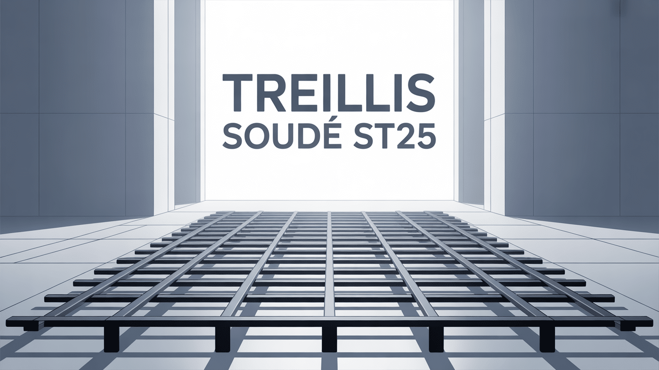 Vue stylisée de treillis soudé ST25 sur dalle béton