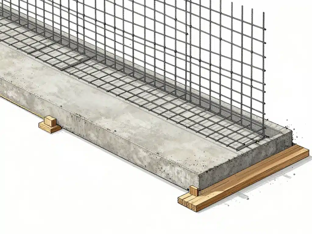Vue latérale treillis soudé ST25 position dans dalle béton