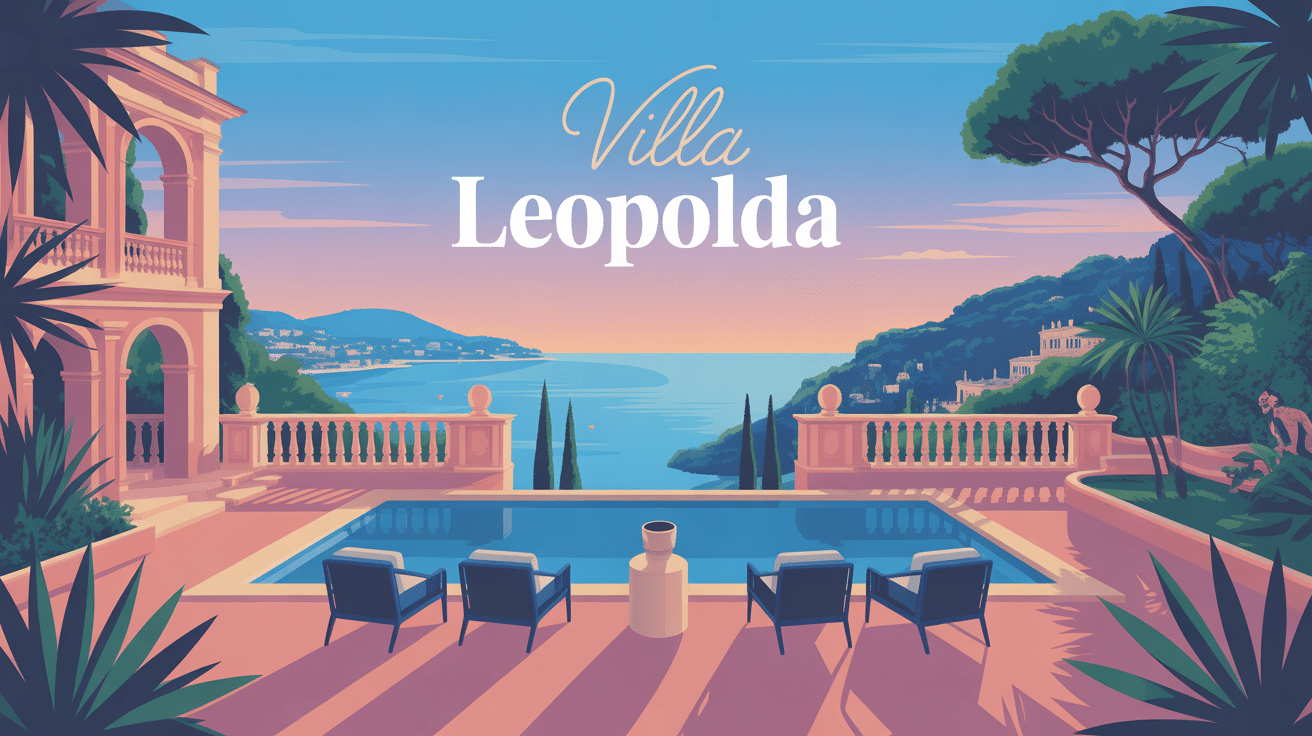 Illustration villa Leopolda Côte d'Azur, vue jardins et Méditerranée