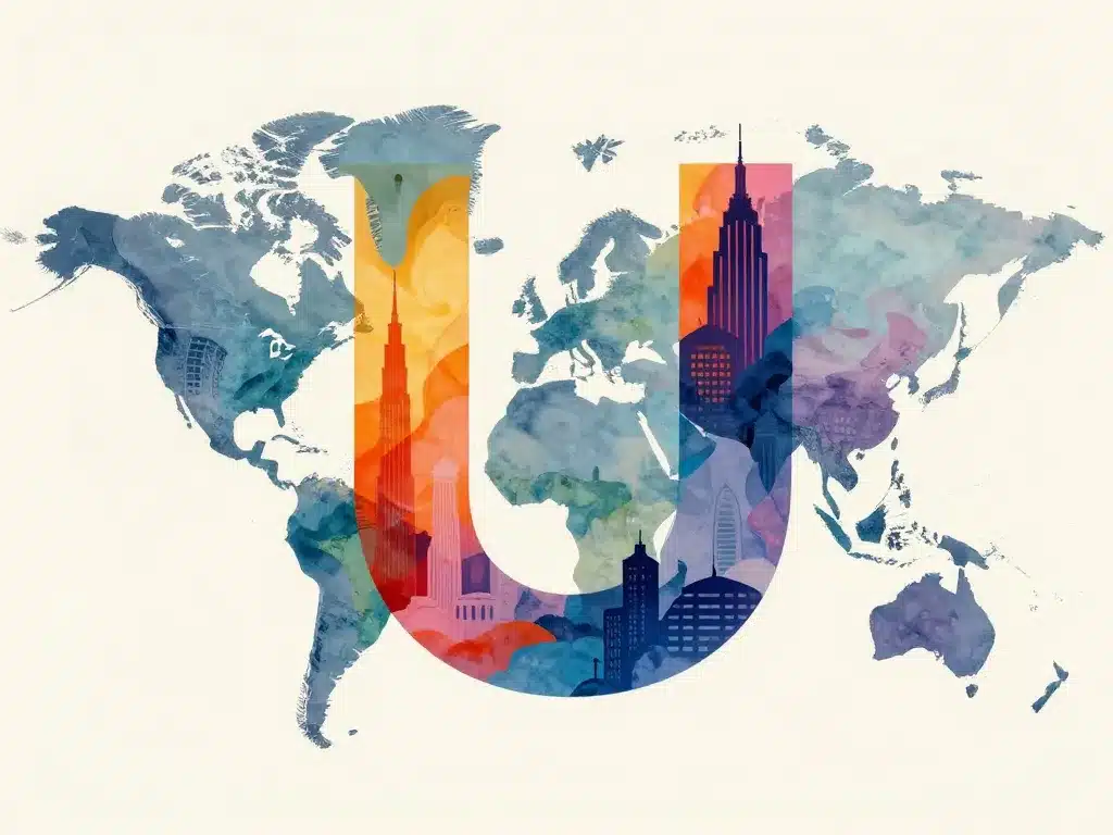 Villes monde en u illustration métaphorique