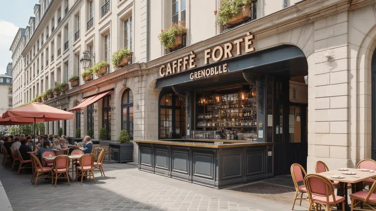 Intérieur chaleureux Caffè Forté Grenoble XVIIe siècle