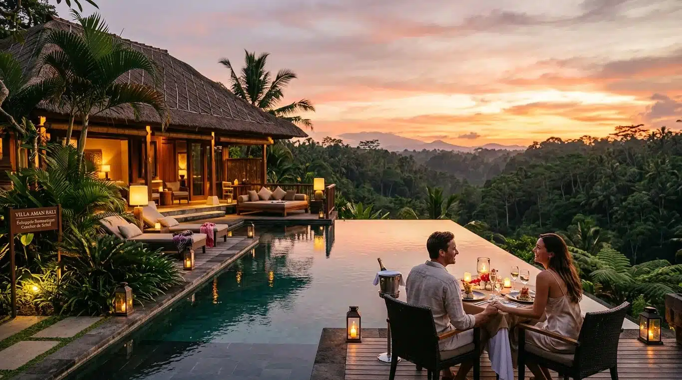 Villa privée de luxe avec piscine à débordement à Bali pour une lune de miel