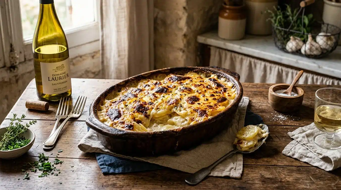 Gratin dauphinois traditionnel et crémeux servi dans un plat à gratin