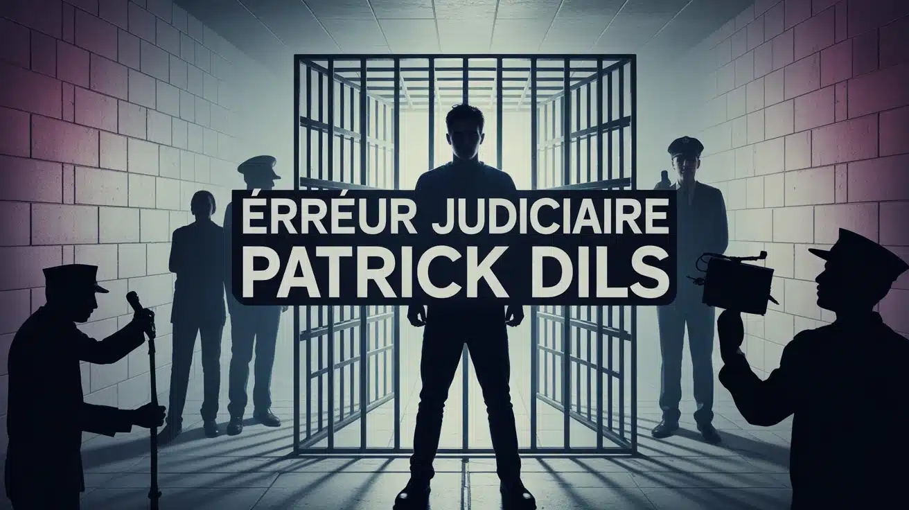 Illustration vectorielle erreur judiciaire Patrick Dils avec adolescent en cage