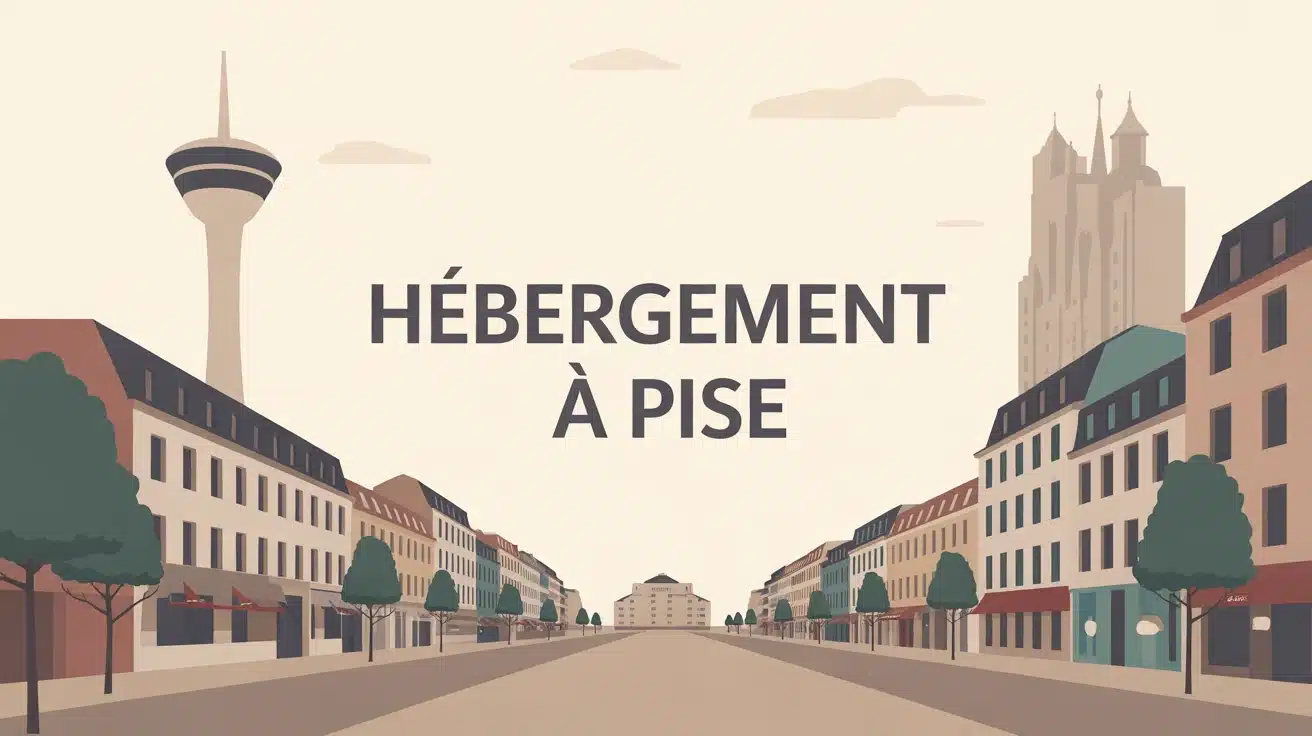 illustration vectorielle colorée hébergement à Pise avec tour penchée et hôtels