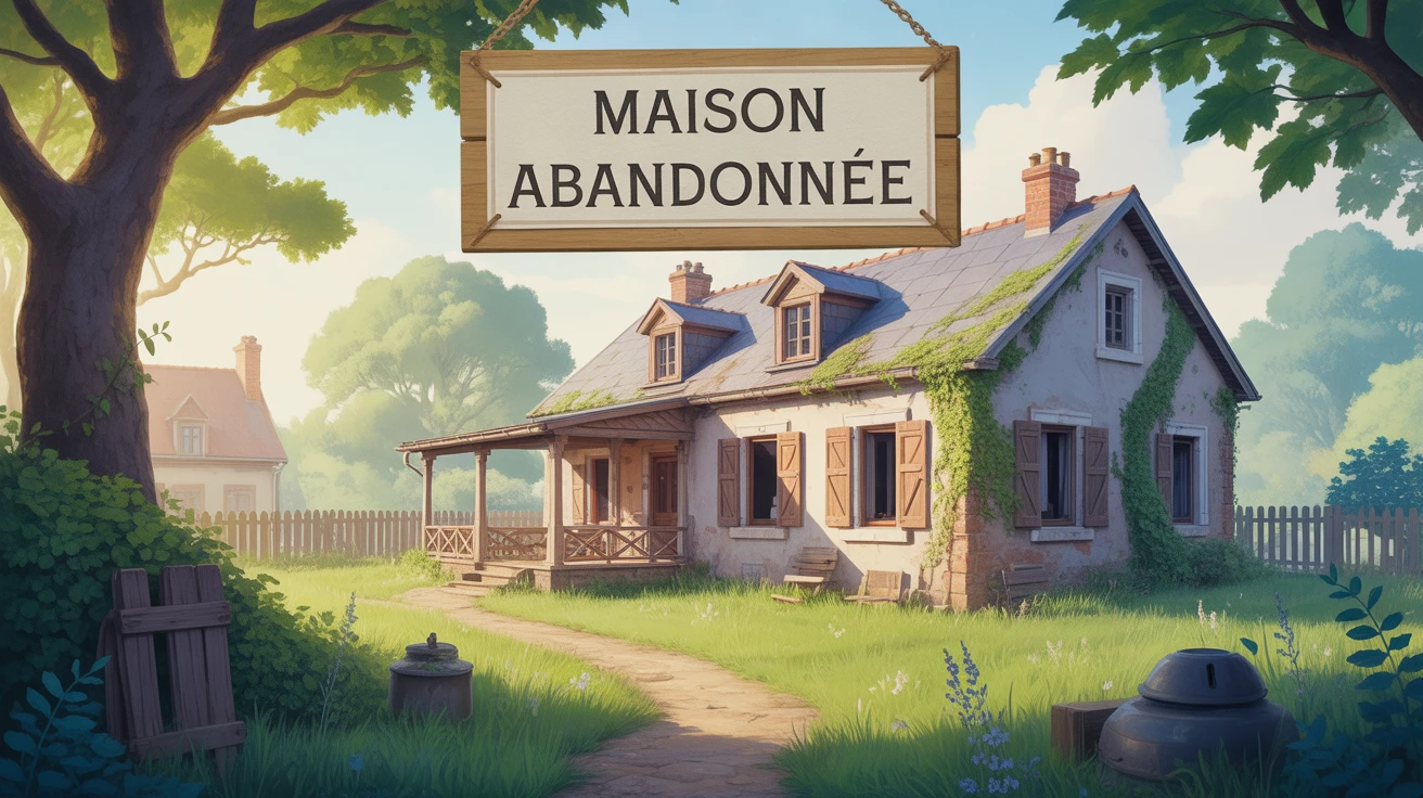 maison abandonnée façade usée jardin sauvage