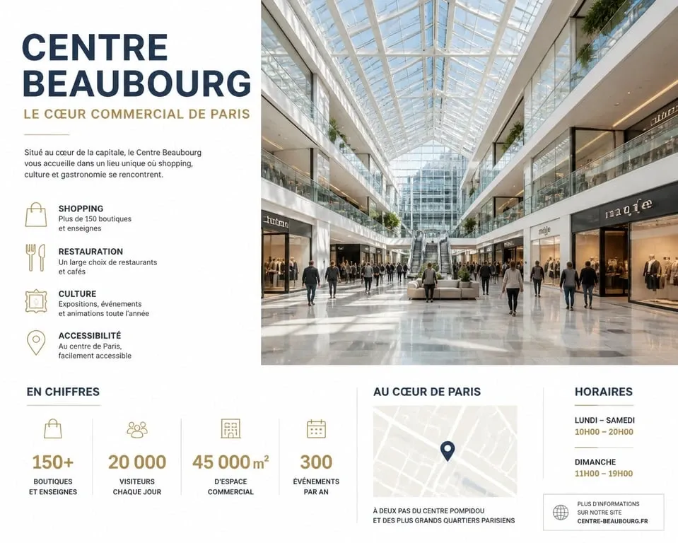 Intérieur moderne et lumineux d'un grand centre commercial à Paris