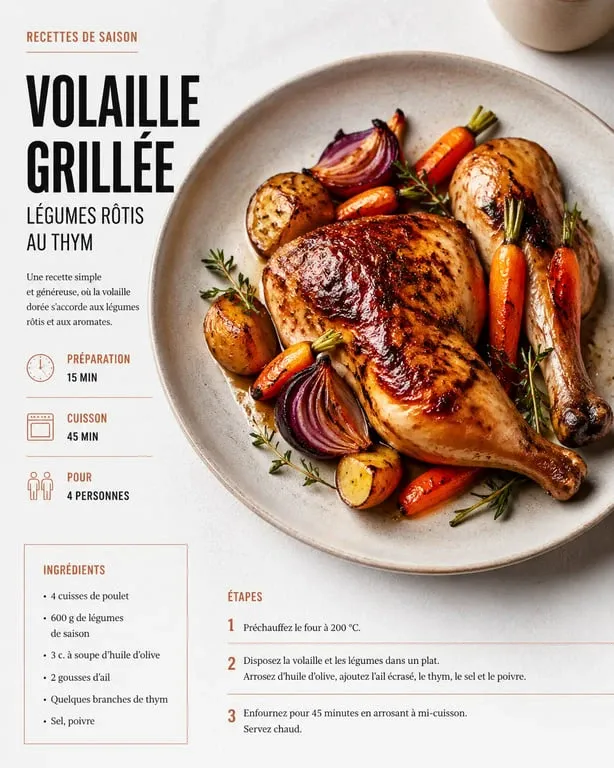 Marinade signature pour volailles et légumes grillés, assaisonnement culinaire
