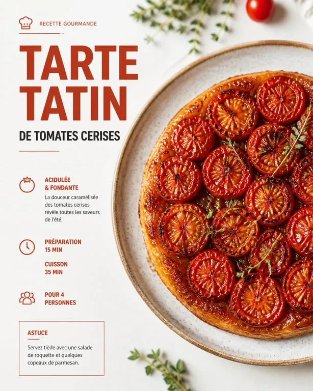 Tarte Tatin de tomates cerises caramélisées, recette facile et gourmande