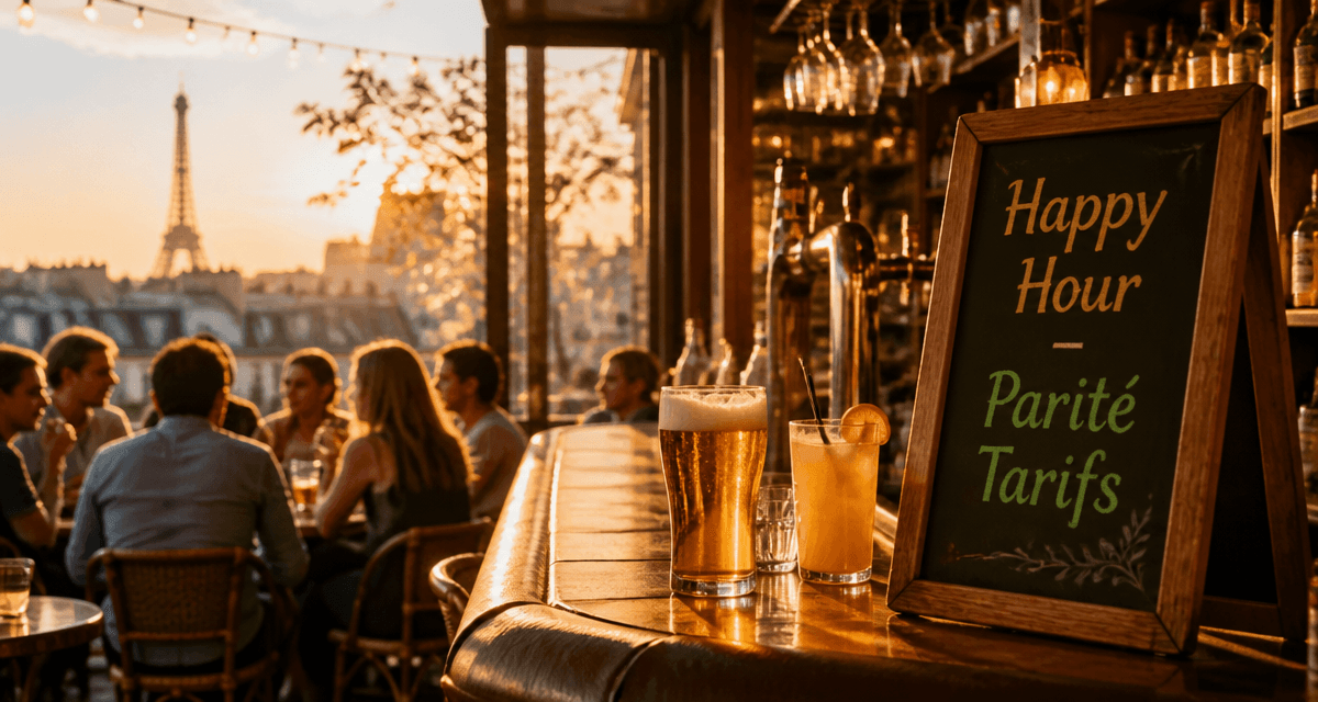 happy hour dans un bar parisien animé
