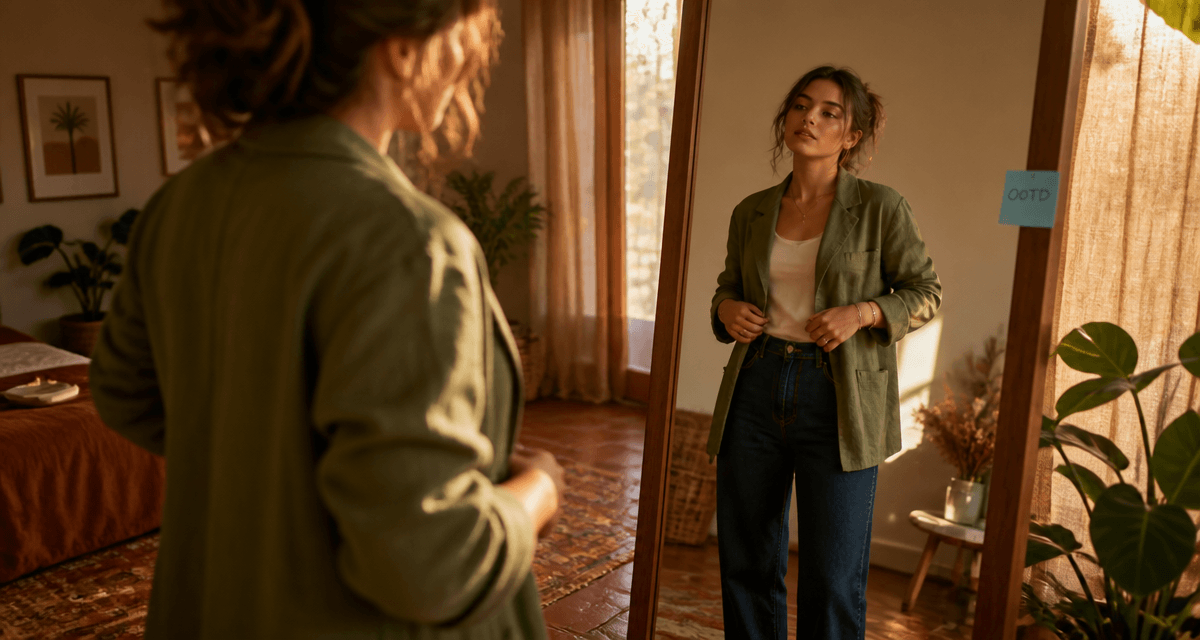 outfit of the day femme miroir l'heure dorée