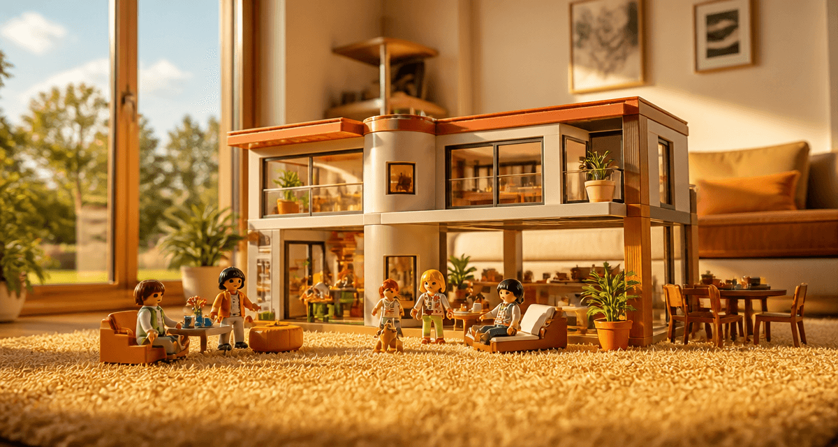 playmobil maison salon enfants jouent